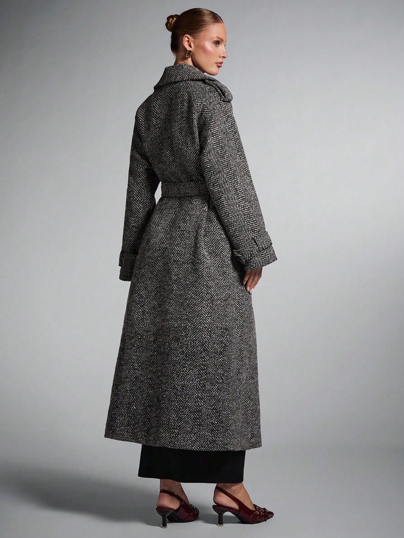 Women Solid Color Long Sleeve Button Down Tie Front Casual Jacket