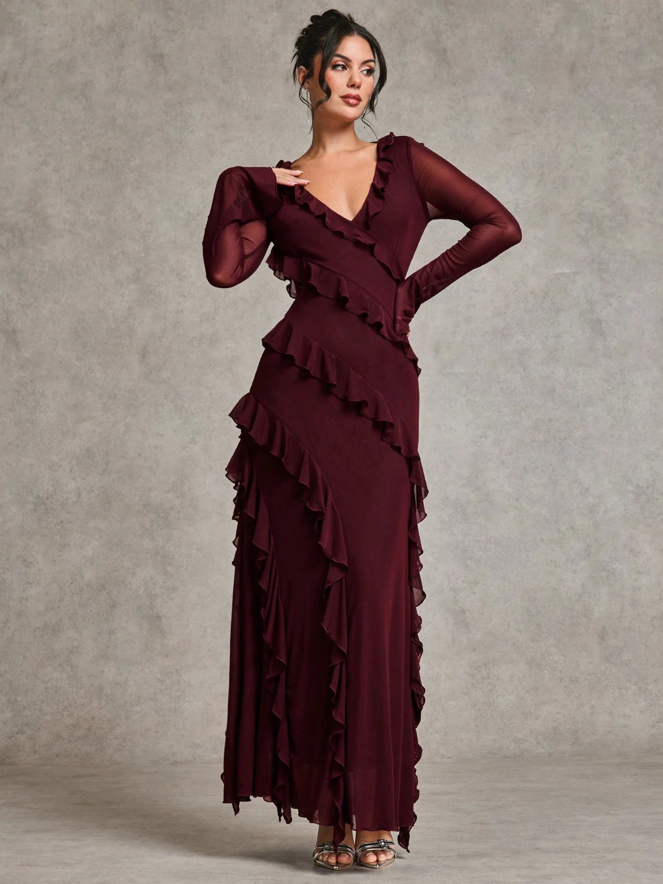 knee length dresses for ladies BAE Autumn Long Sleeve Maxi Dress – Areej Zainab main image 1