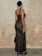 BAE Solid Color Lace Bodycon Elegant Sexy Date Night Camisole Mermaid Dress shein