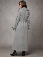 Women Solid Color Long Sleeve Button Down Tie Front Casual Jacket