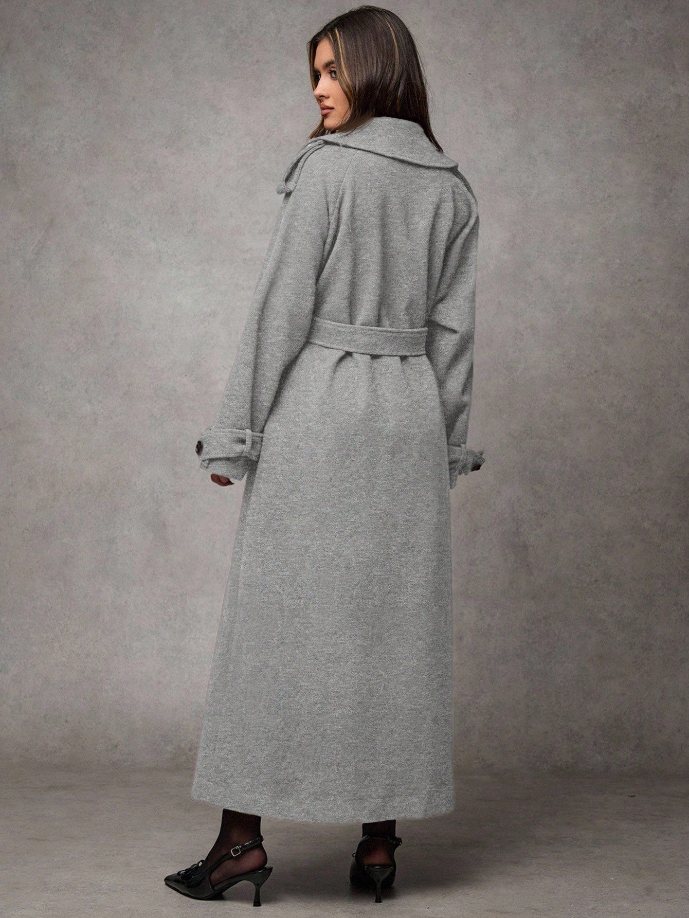 Women Solid Color Long Sleeve Button Down Tie Front Casual Jacket