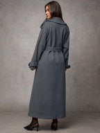 Women Solid Color Long Sleeve Button Down Tie Front Casual Jacket