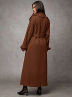 Women Solid Color Long Sleeve Button Down Tie Front Casual Jacket