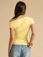 Women's Asymmetric Lace Patchwork Sheer Fitted Blouse shein