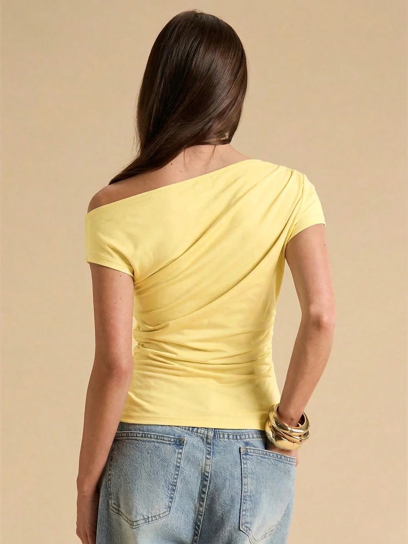 Women's Asymmetric Lace Patchwork Sheer Fitted Blouse shein