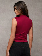 BAE Women's Casual Solid Color Hollow Sleeveless Tops shein
