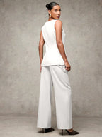 BAE Women's Solid Color Round Neck Single-Breasted Vest And Pants shein
