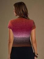 BAE Women's Single-Breasted Button-Down Ombre Casual Regular Knit Top shein