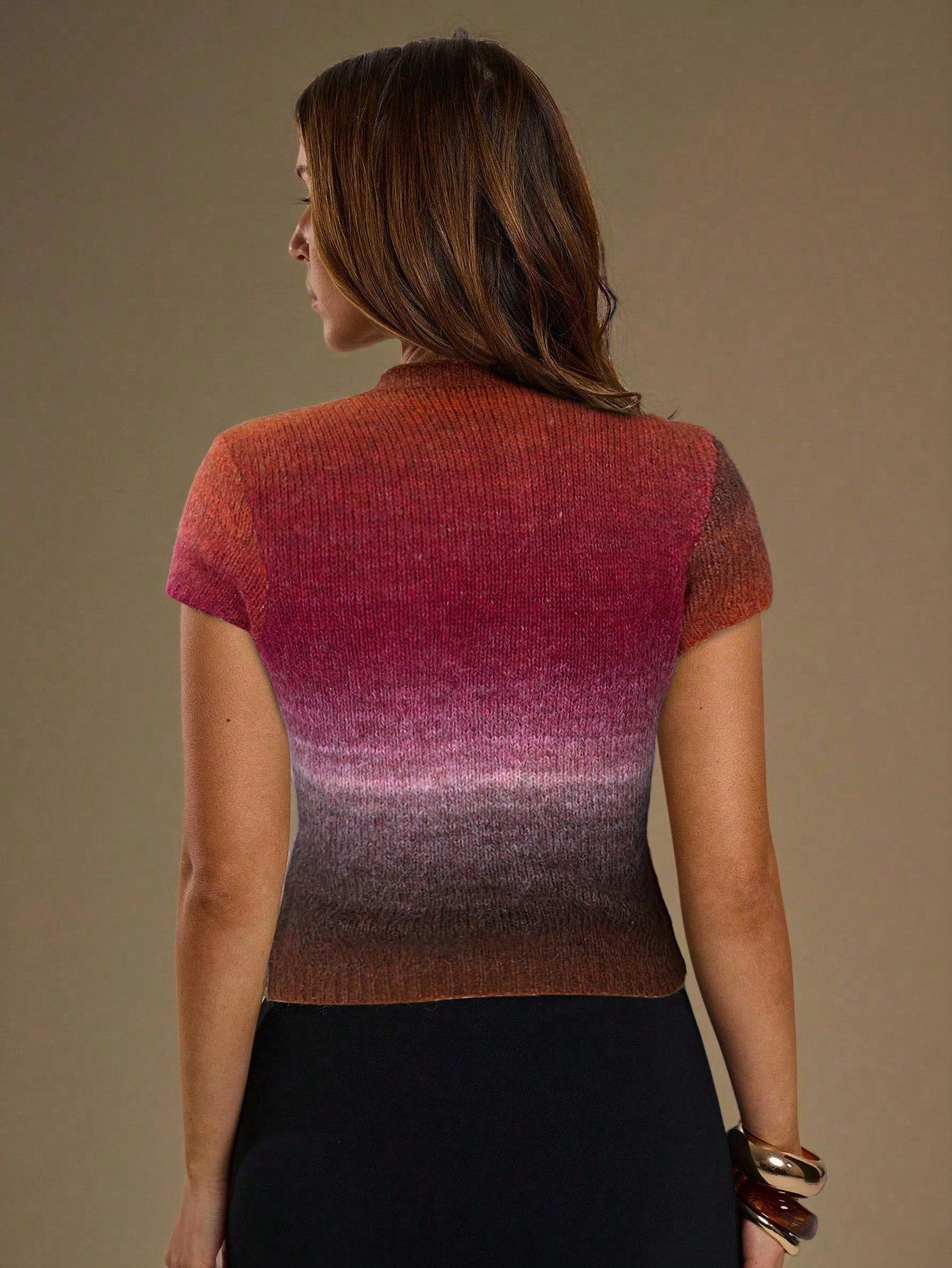 BAE Women's Single-Breasted Button-Down Ombre Casual Regular Knit Top shein