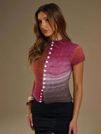 BAE Women's Single-Breasted Button-Down Ombre Casual Regular Knit Top shein