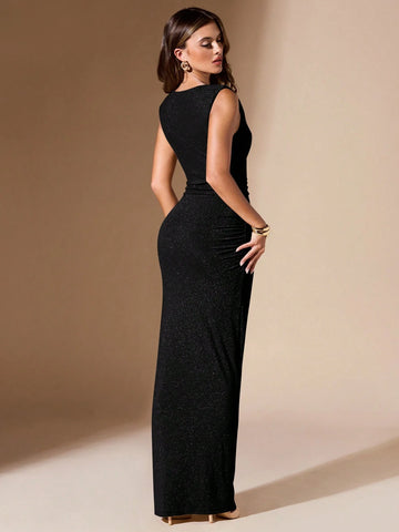 Color Pleated Bodycon Dress