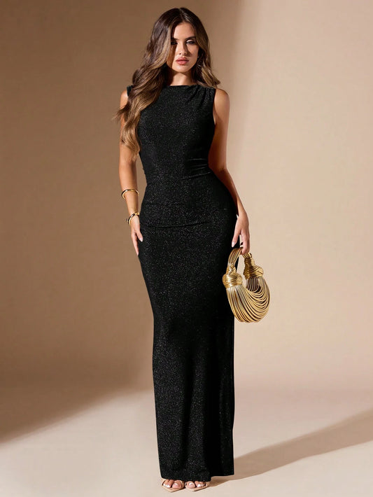 Color Pleated Bodycon Dress