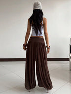 Women's Solid Color Elastic Waist Pleated Casual Versatile Daily Lantern Pants