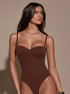 BAE Women's Solid Color Sexy Fashion Camisole Bodysuit shein