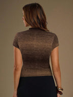 BAE Women's Single-Breasted Button-Down Ombre Casual Regular Knit Top shein