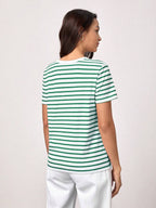 BASICS Casual Striped Print Crew Neck Tee shein