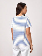 BASICS Casual Striped Print Crew Neck Tee shein