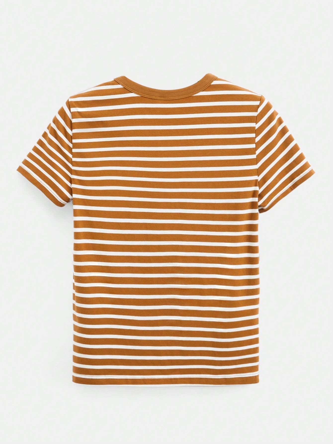 BASICS Casual Striped Print Crew Neck Tee shein