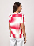 BASICS Casual Striped Print Crew Neck Tee shein