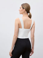 Square Neck Spaghetti Strap Cinched Waist Women's Tank Top shein