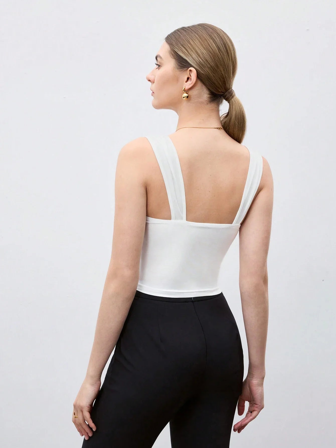 Square Neck Spaghetti Strap Cinched Waist Women's Tank Top shein