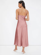 Cowl Neck Solid Slip Dress shein