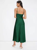 Cowl Neck Solid Slip Dress shein