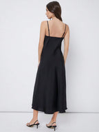 Cowl Neck Solid Slip Dress shein