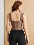 Square Neck Spaghetti Strap Cinched Waist Women's Tank Top shein