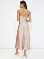 Cowl Neck Solid Slip Dress shein