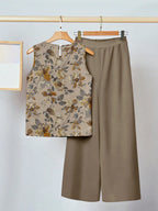 2pcs Women Casual Floral Print Outfit Set shein