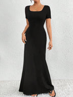 Women'S Plain Color Square Neck Bodycon Dress shein