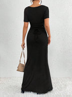 Women'S Plain Color Square Neck Bodycon Dress shein
