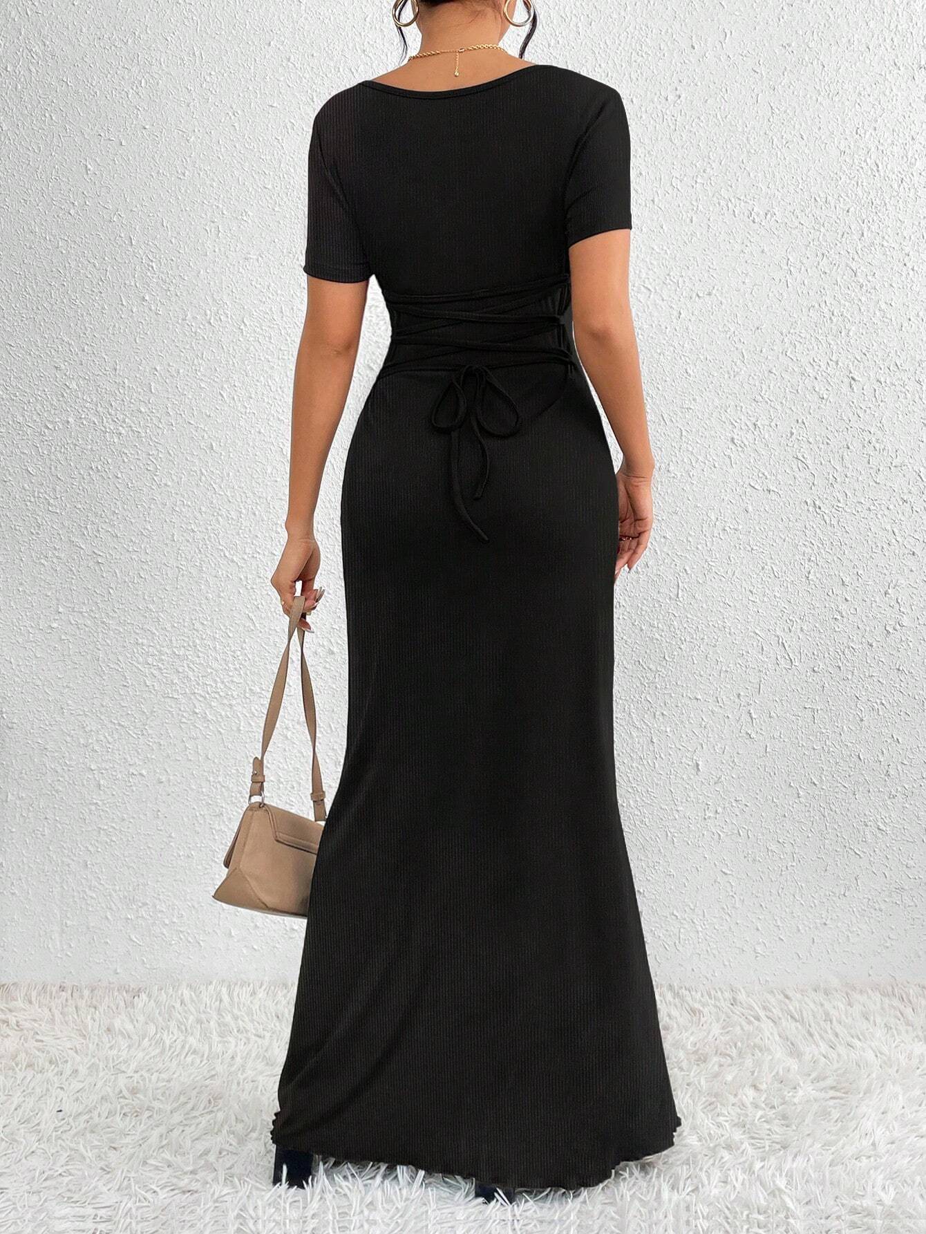 Women'S Plain Color Square Neck Bodycon Dress shein