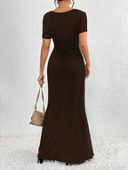 Women'S Plain Color Square Neck Bodycon Dress shein