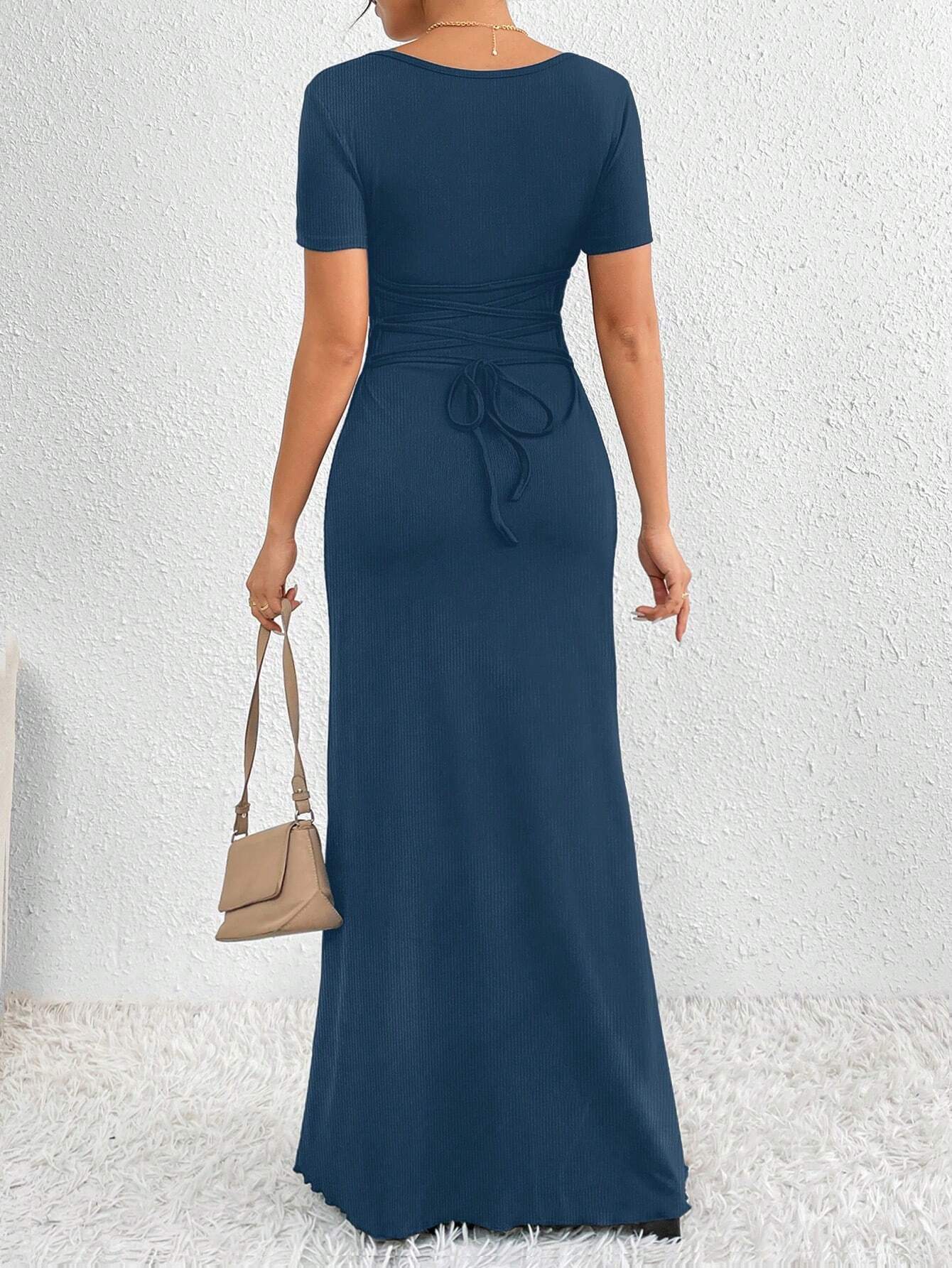 Women'S Plain Color Square Neck Bodycon Dress shein
