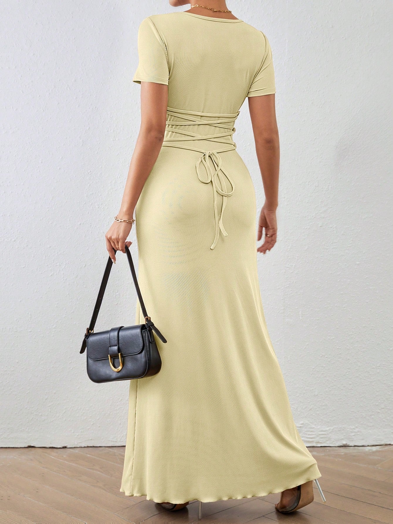 Women'S Plain Color Square Neck Bodycon Dress shein