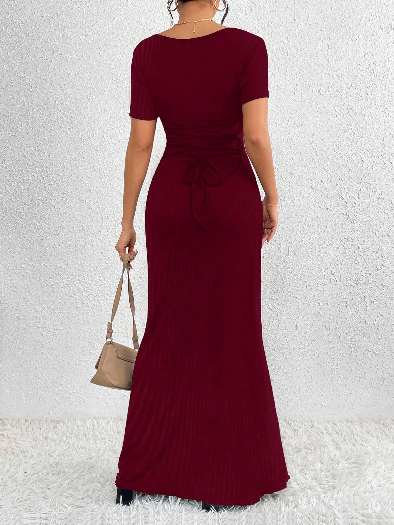 Women'S Plain Color Square Neck Bodycon Dress shein
