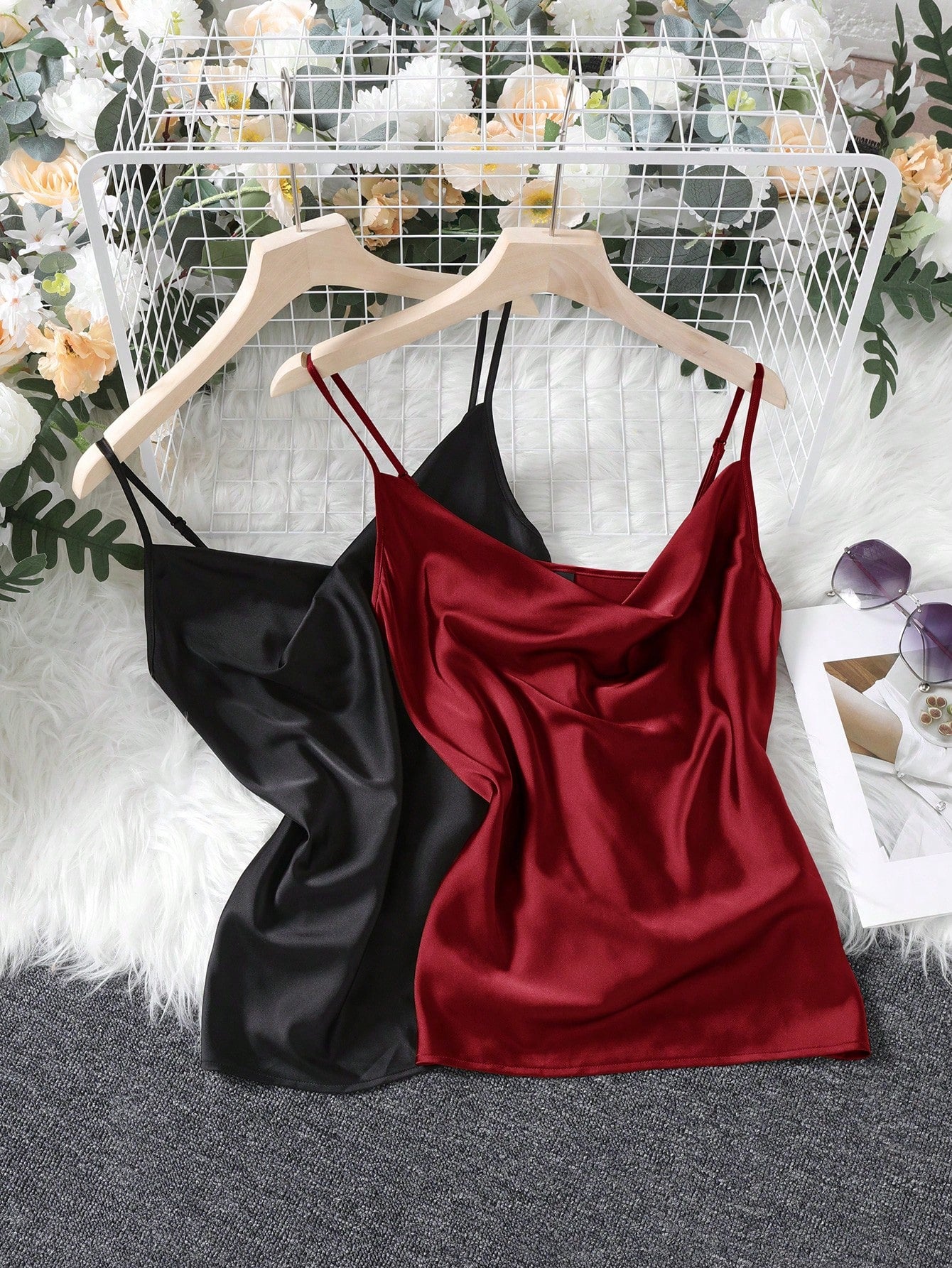 Clasi Women's 2 Piece Draped Collar Camisole shein