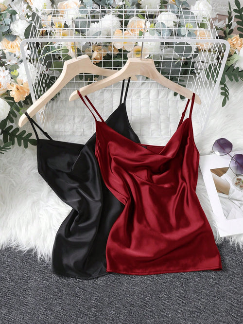 Clasi Women's 2 Piece Draped Collar Camisole shein
