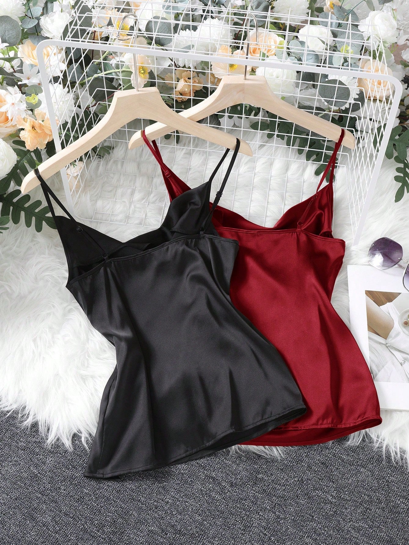 Clasi Women's 2 Piece Draped Collar Camisole shein