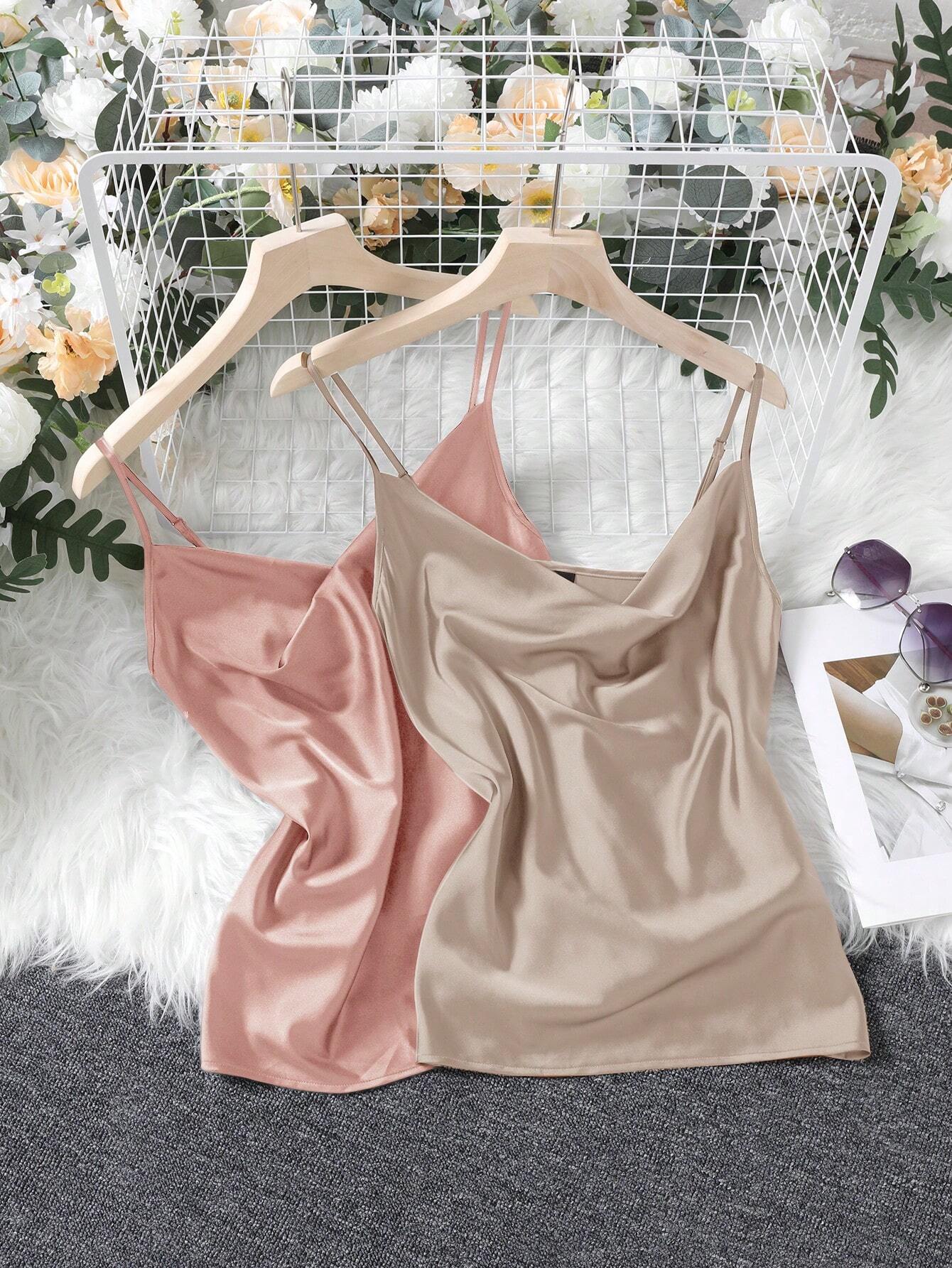 Clasi Women's 2 Piece Draped Collar Camisole shein