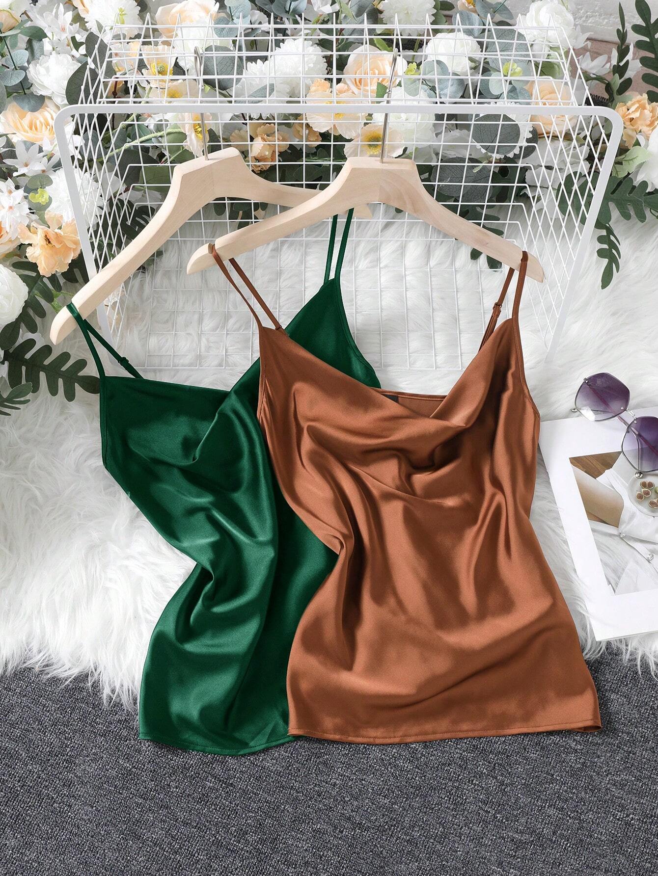 Clasi Women's 2 Piece Draped Collar Camisole shein