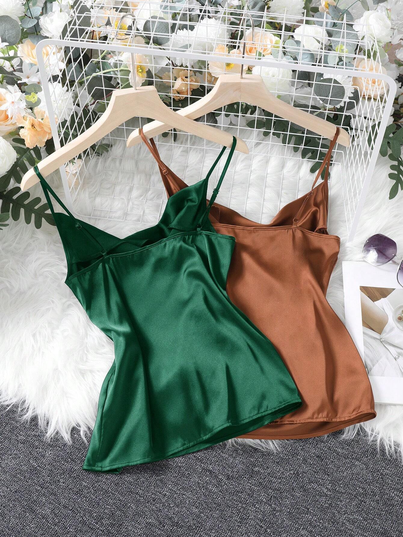 Clasi Women's 2 Piece Draped Collar Camisole shein