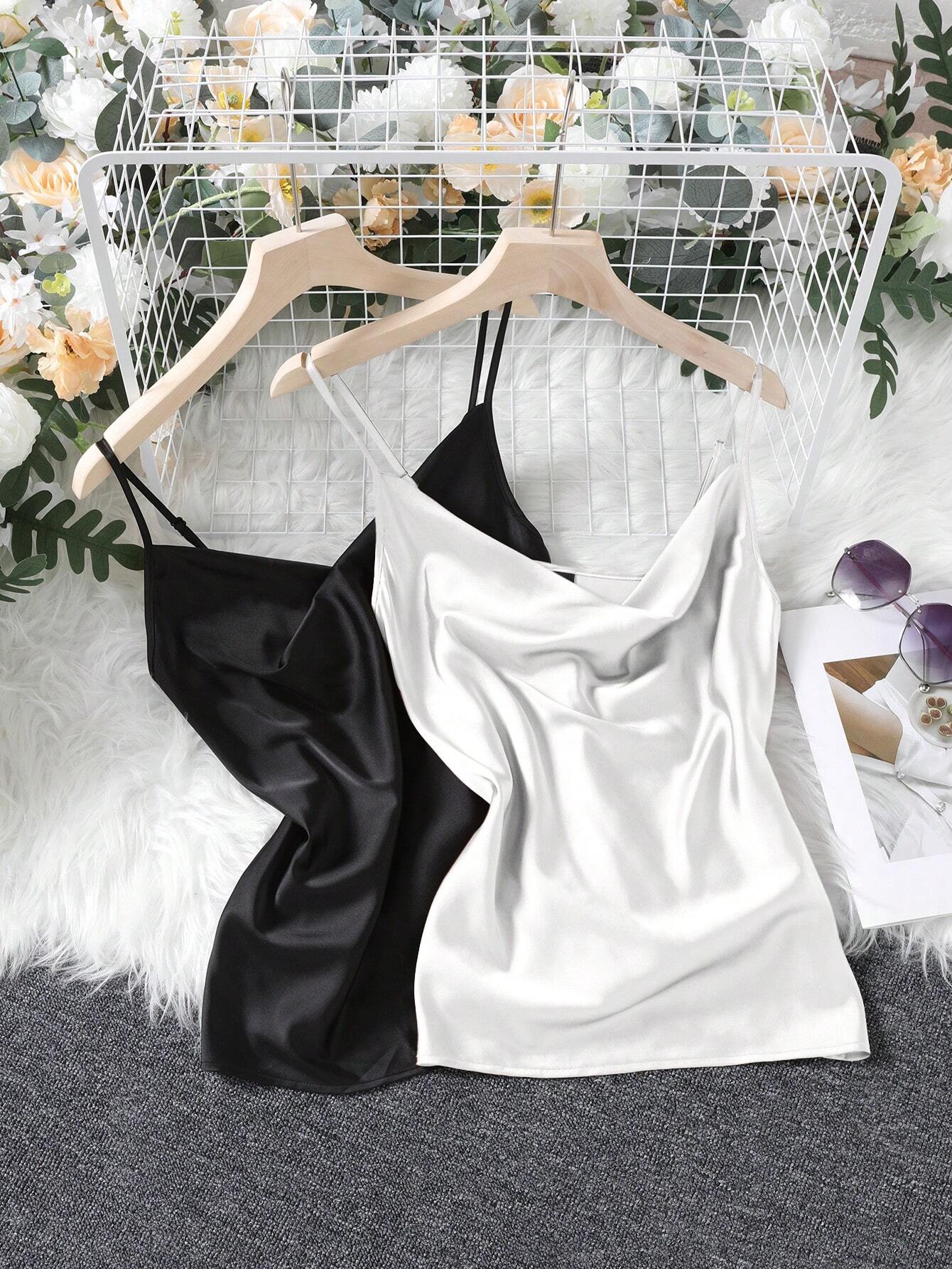 Clasi Women's 2 Piece Draped Collar Camisole shein