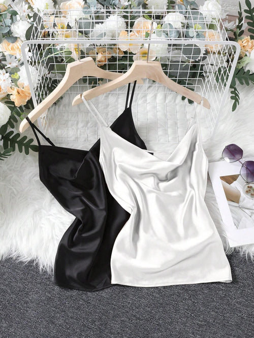 Clasi Women's 2 Piece Draped Collar Camisole shein