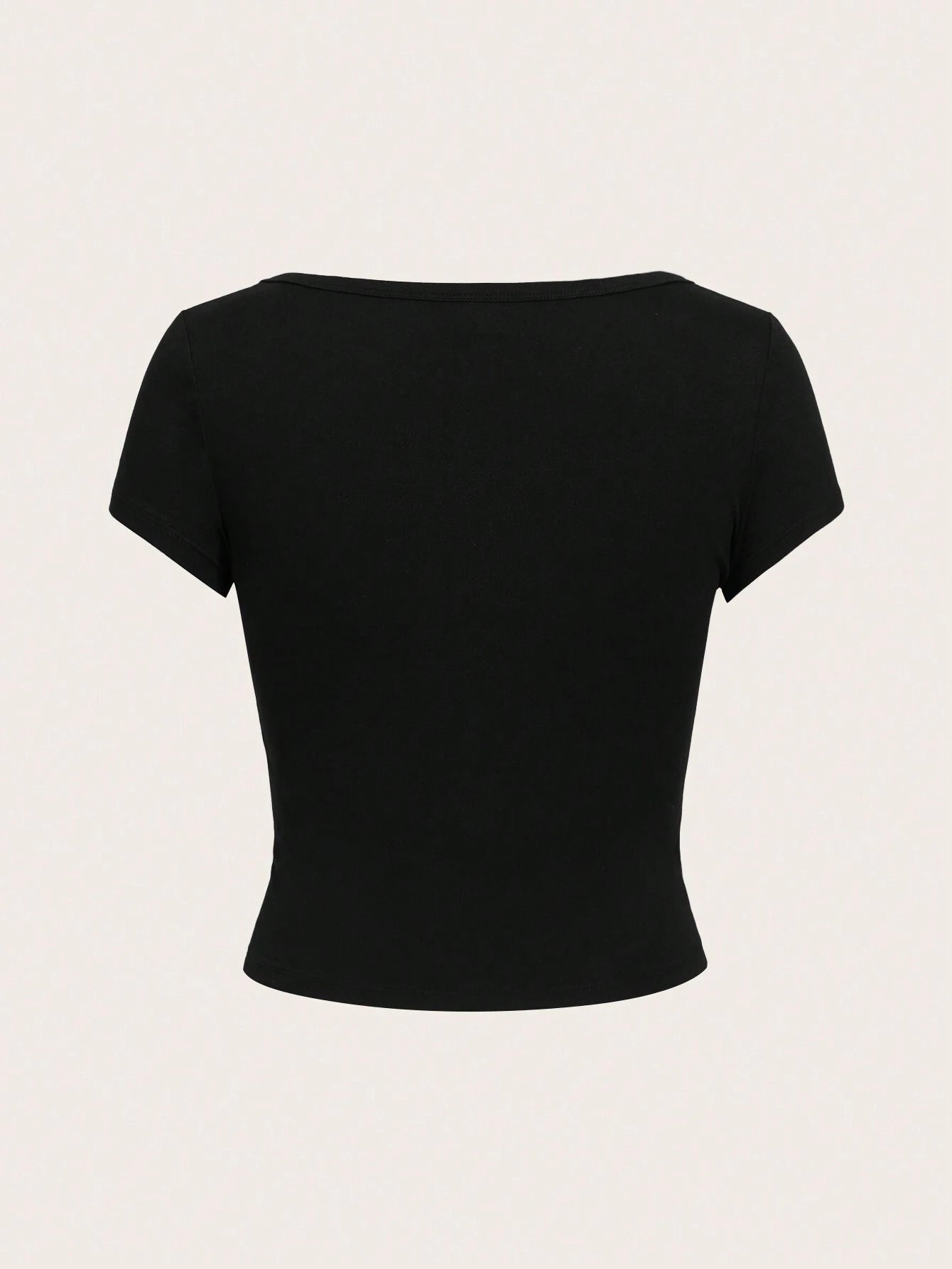 EZwear Casual Minimalist Burgundy Round Neck Cap Sleeve Fitted Women T-Shirt shein