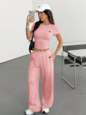 Women's Casual Short Sleeve T-Shirt And Pants