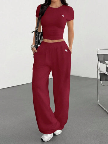 Women's Casual Short Sleeve T-Shirt And Pants