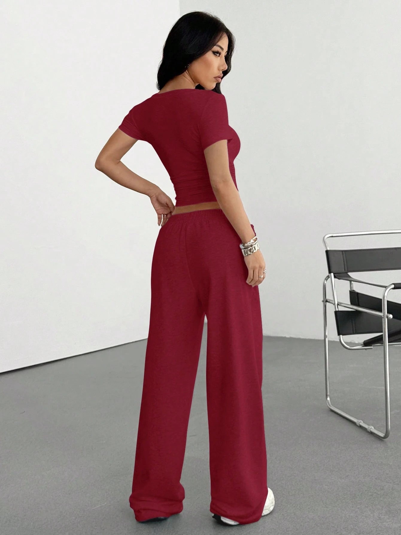 Women's Casual Short Sleeve T-Shirt And Pants shein